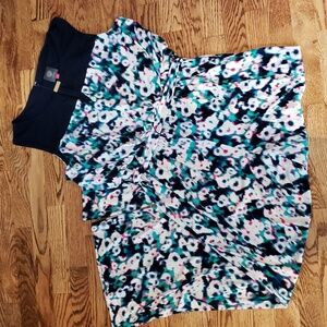 (L) Vince Camuto Art Deco Keyhole Cut Out Colorful Wide Leg Loose Abstract